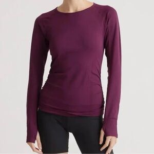Quince Seamless Size M Ruched Long Sleeve Athletic Top in Plum